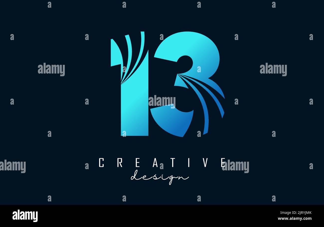 creative-number-13-1-3-logo-with-leading-lines-and-road-concept-design