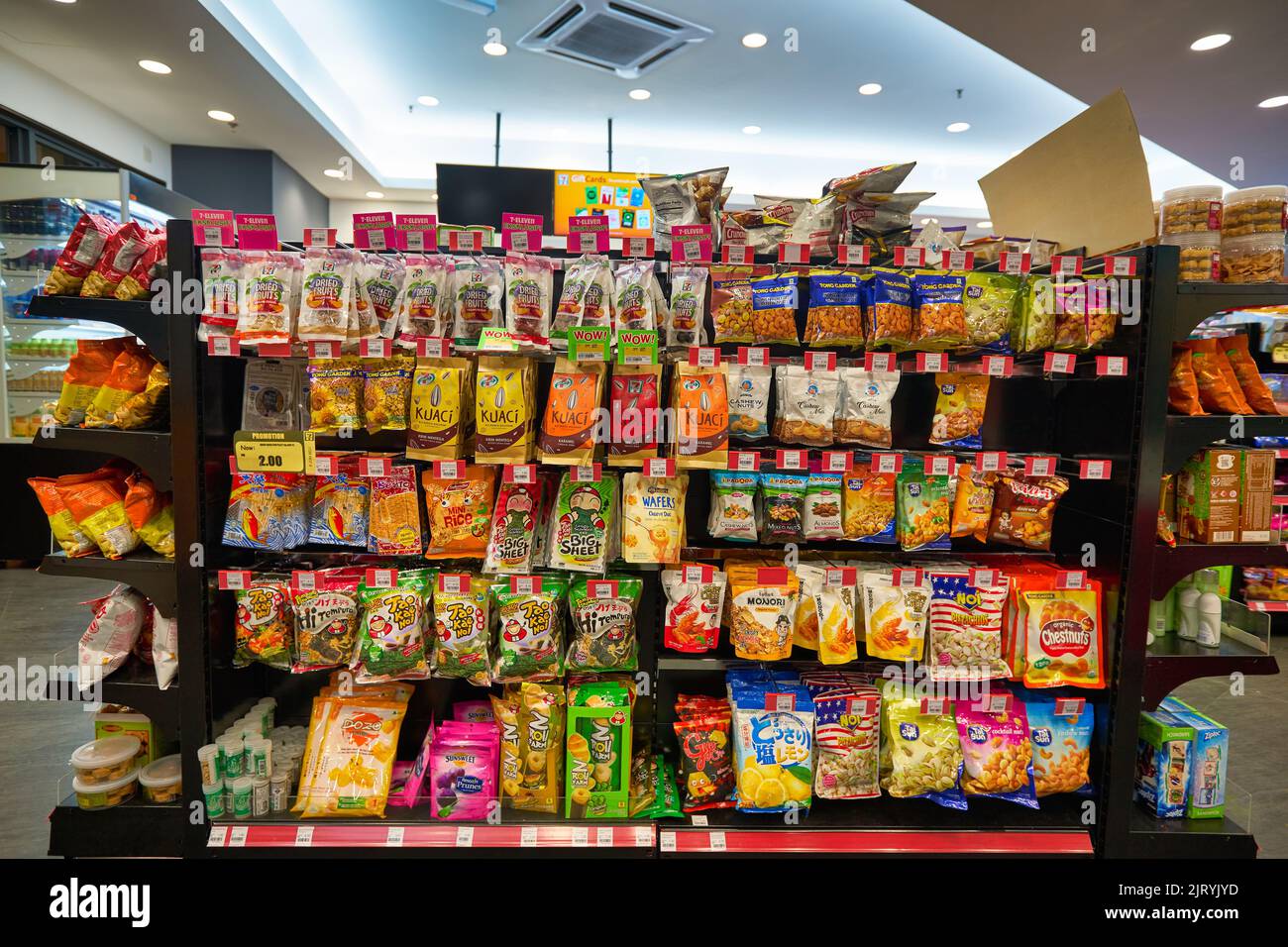 KUALA LUMPUR, MALAYSIA - CIRCA JANUARY, 2020: interior shot of 7-Eleven store in Kuala Lumpur. Stock Photo