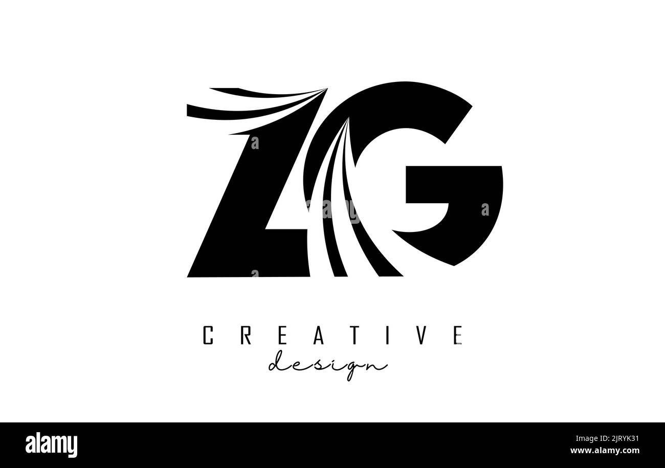 Creative black letter ZG z g logo with leading lines and road concept