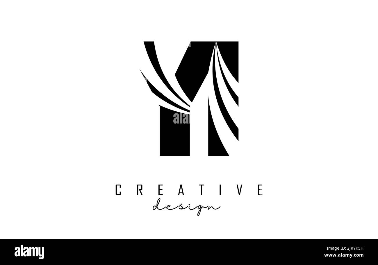 Creative black letter Yi y i logo with leading lines and road concept ...