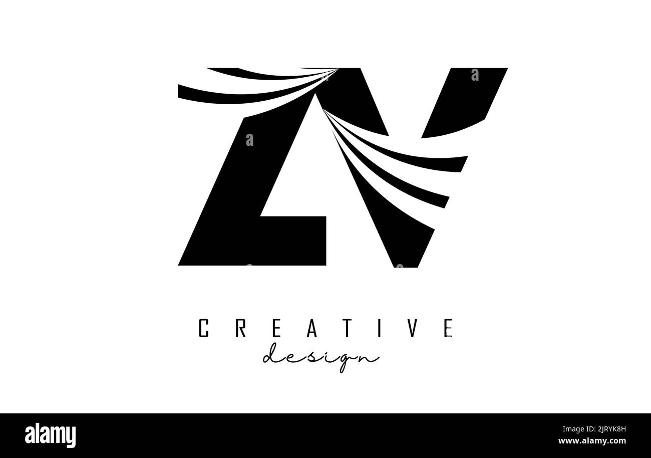 Creative Black Letter Zv Z V Logo With Leading Lines And Road Concept Design Letters With