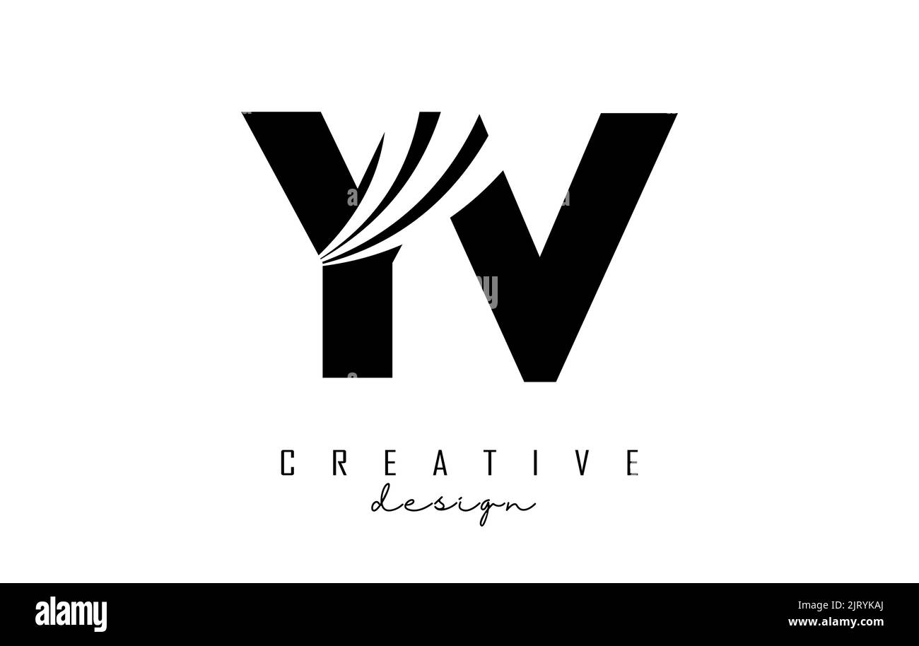 Creative black letter YV y v logo with leading lines and road concept design. Letters with geometric design. Vector Illustration with letter and creat Stock Vector