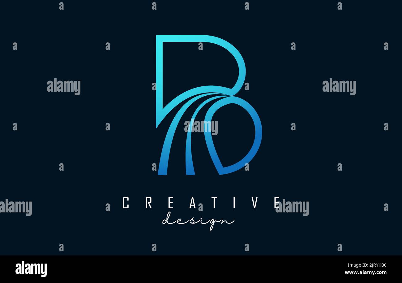 Outline Creative letter B logo with leading lines and road concept ...