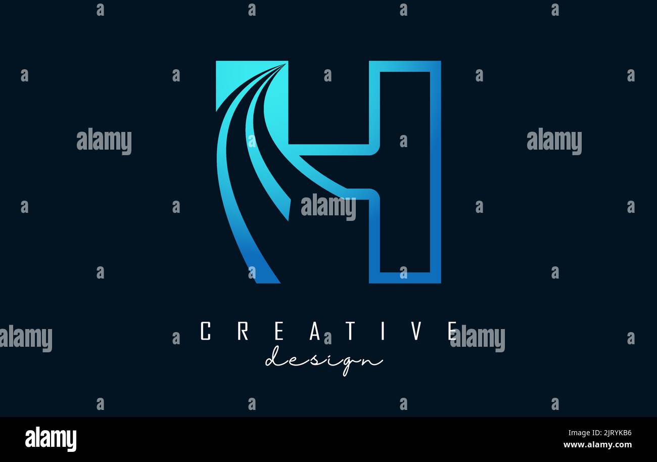Outline Creative letter H logo with leading lines and road concept ...