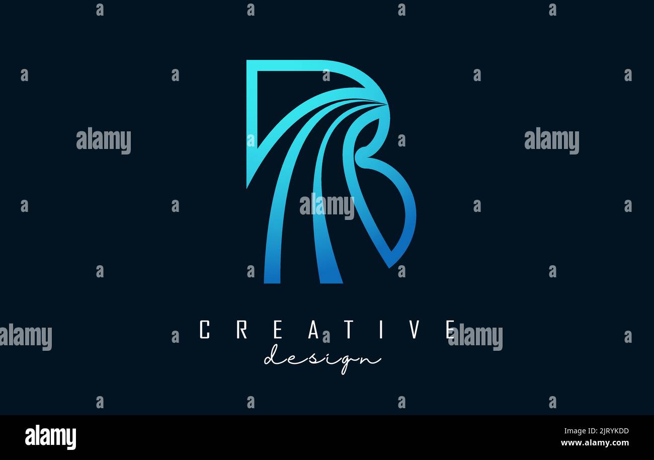 Outline Outline Creative letter B logo with leading lines and road ...