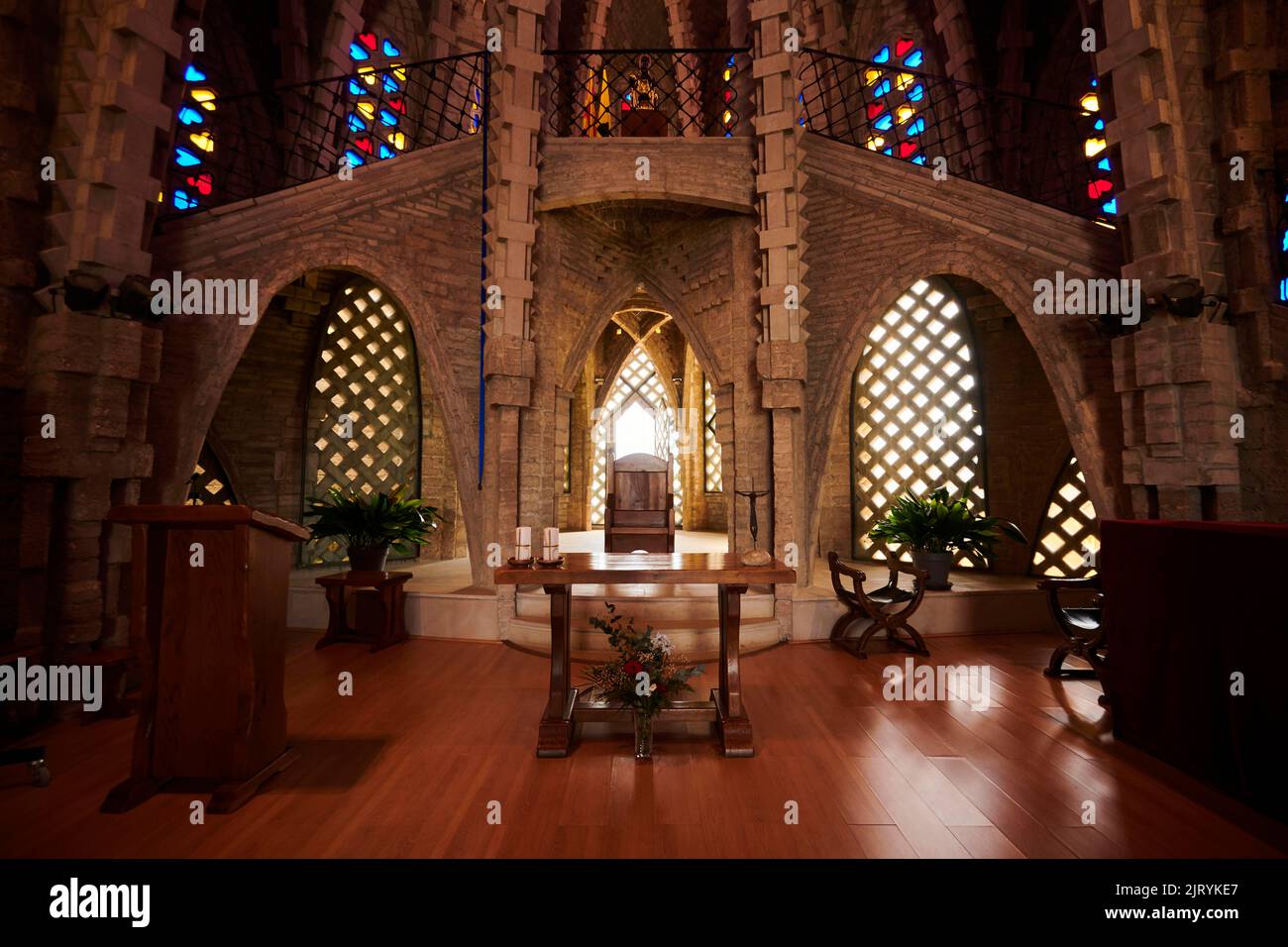 Cathedral Santuari de la Mare de Deu de Montserrat, Catalonia, Spain Stock Photo