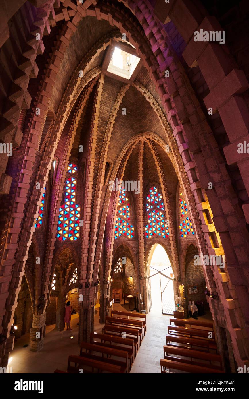 Cathedral Santuari de la Mare de Deu de Montserrat, Catalonia, Spain Stock Photo