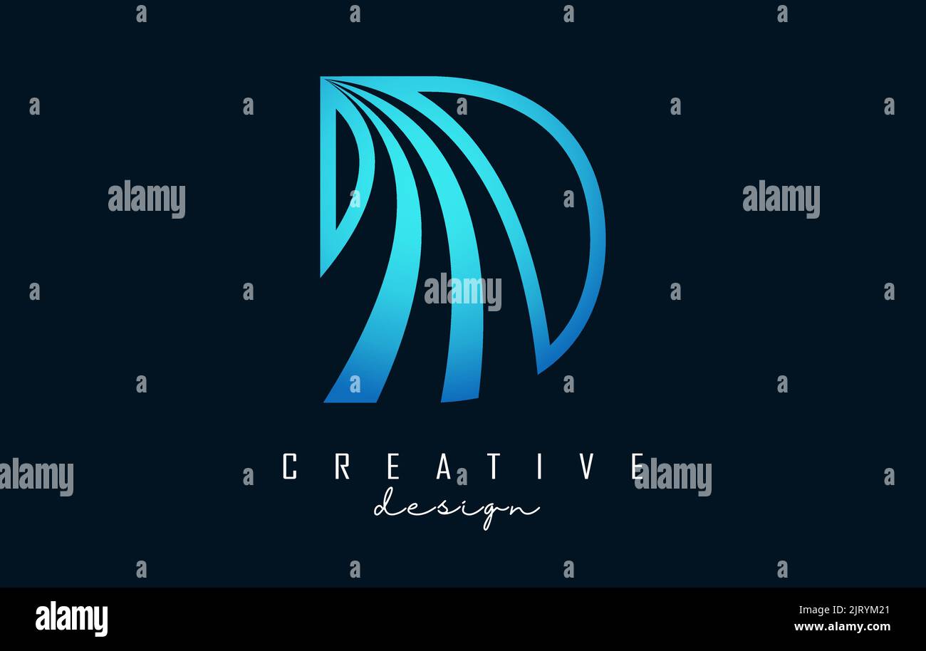 Outline Creative letter D logo with leading lines and road concept ...