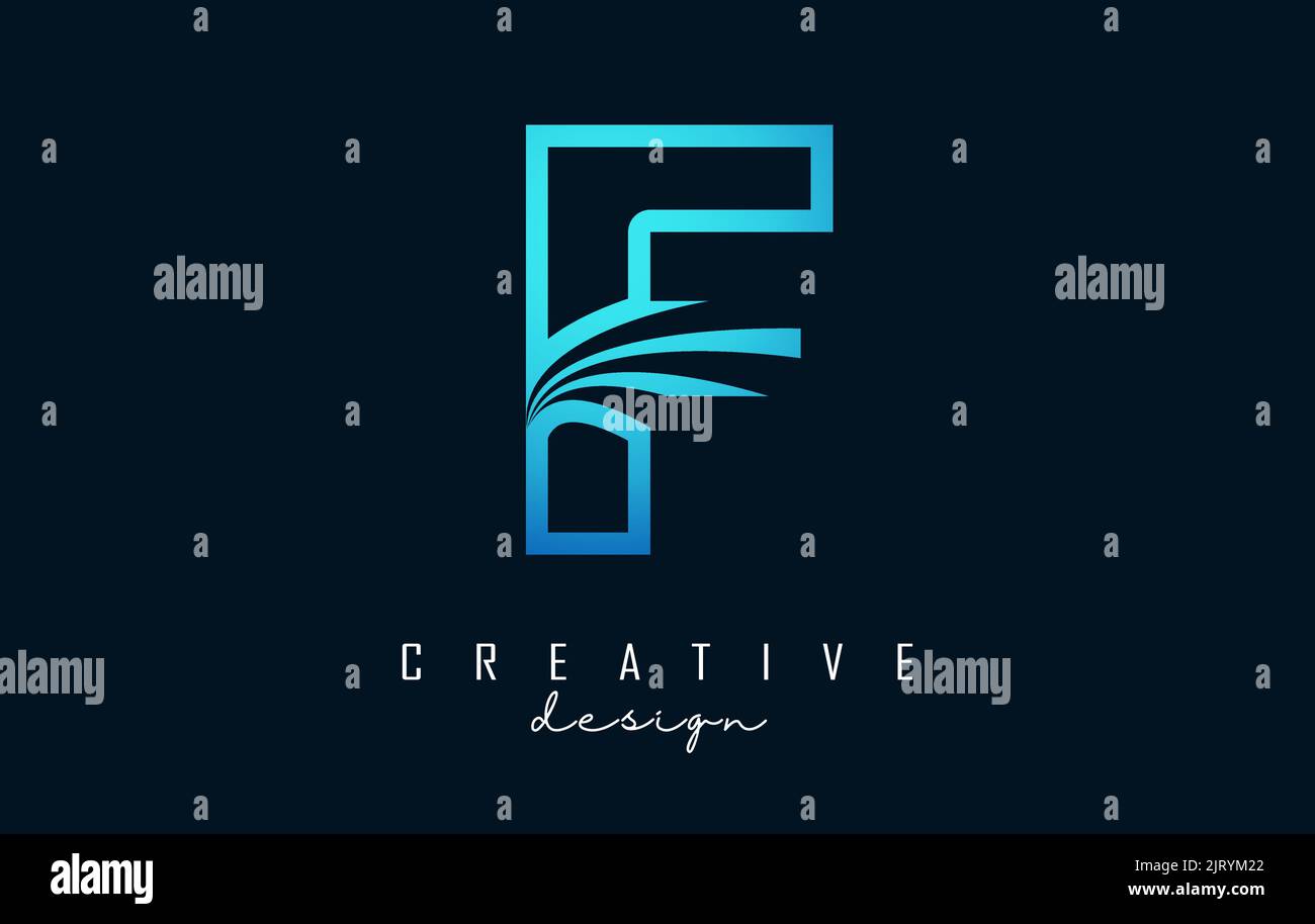 Outline Creative letter F logo with leading lines and road concept ...