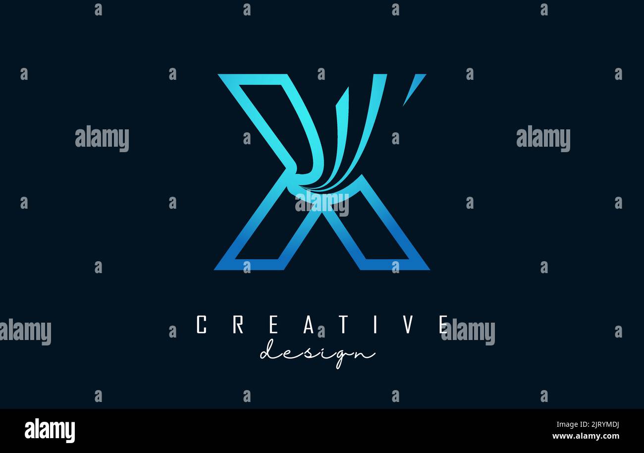 Outline Creative letter X logo with leading lines and road concept ...