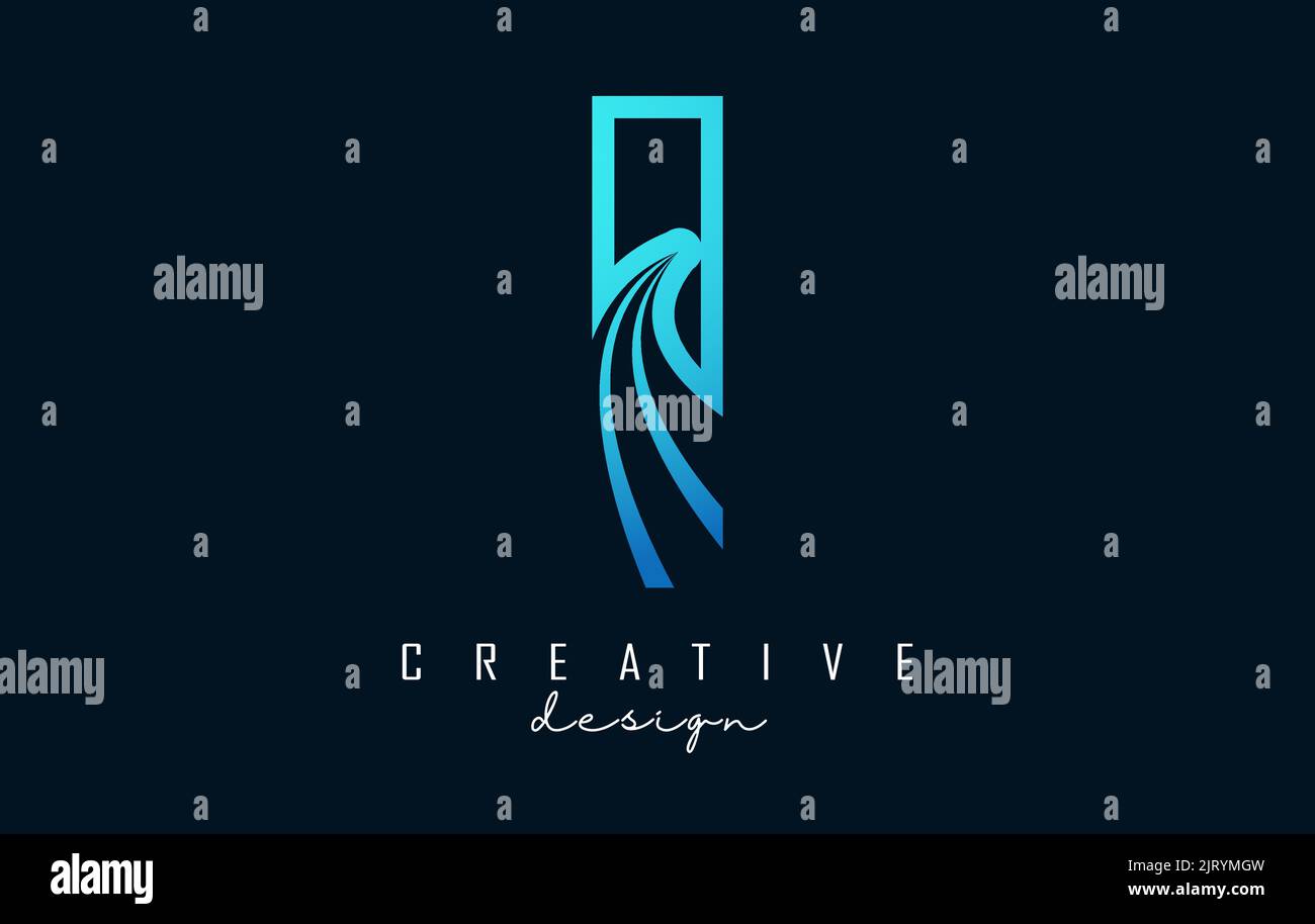 Outline Creative letter i logo with leading lines and road concept ...