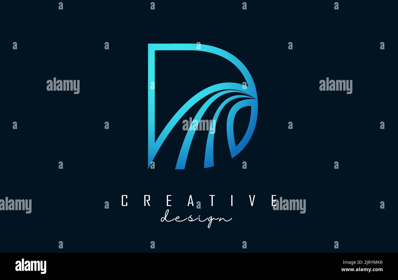 Outline Creative letter D logo with leading lines and road concept ...
