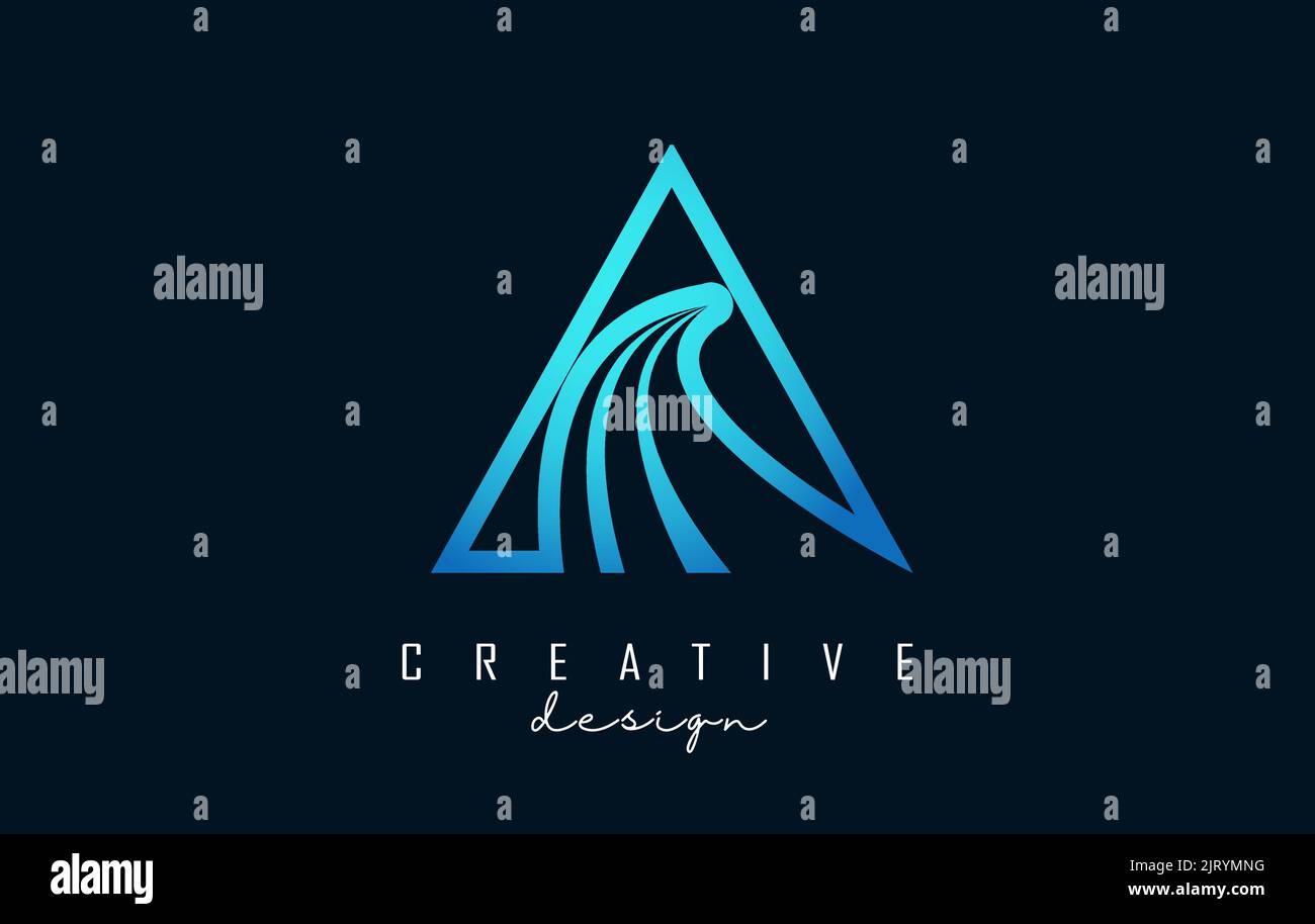 Outline Creative letter A logo with leading lines and road concept ...