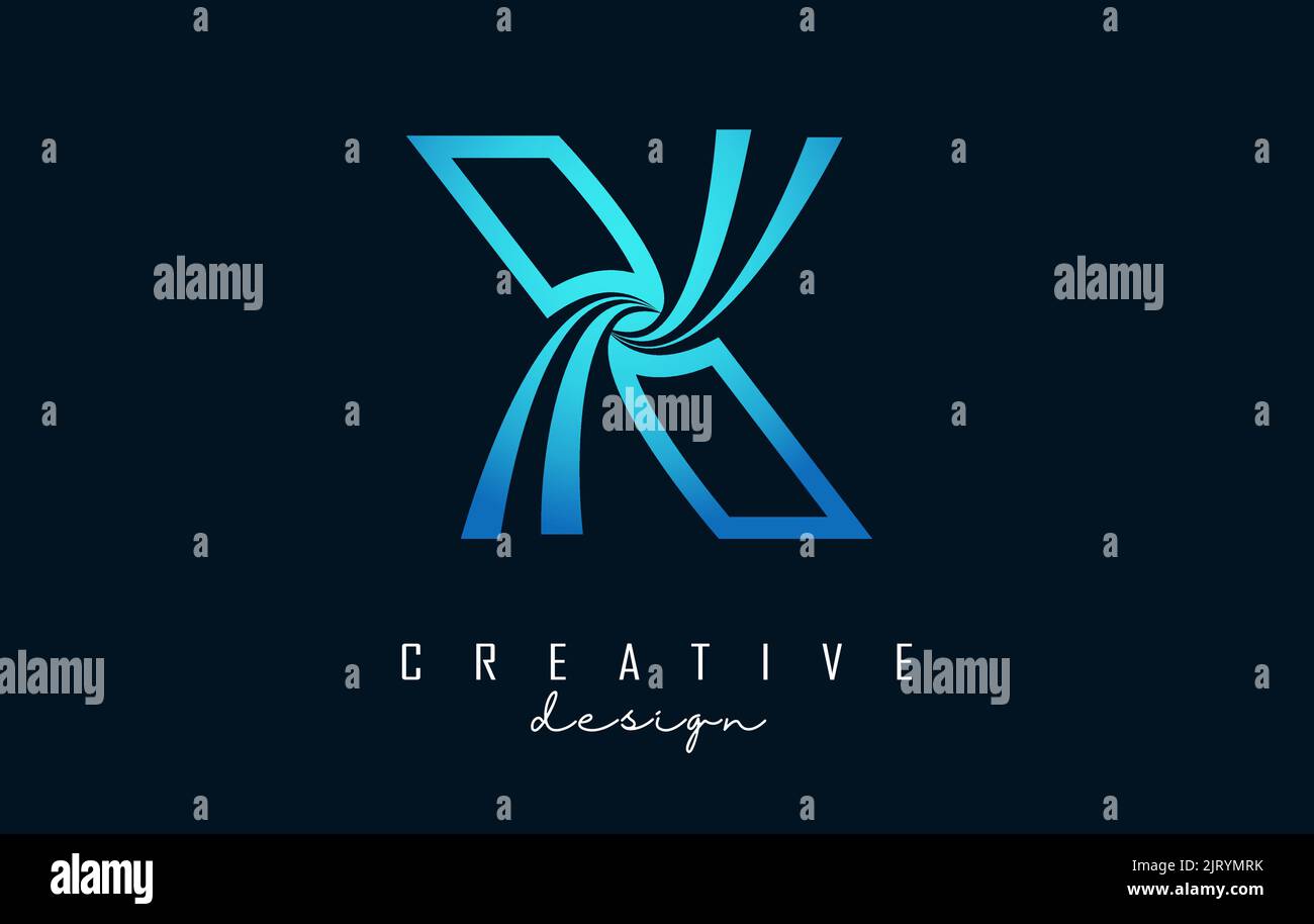 Outline Creative letter X logo with leading lines and road concept ...