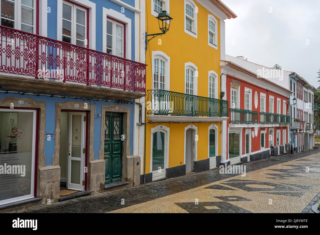 Street in Angra do Heroismo on Terceira Island Azores Portugal Stock Photo