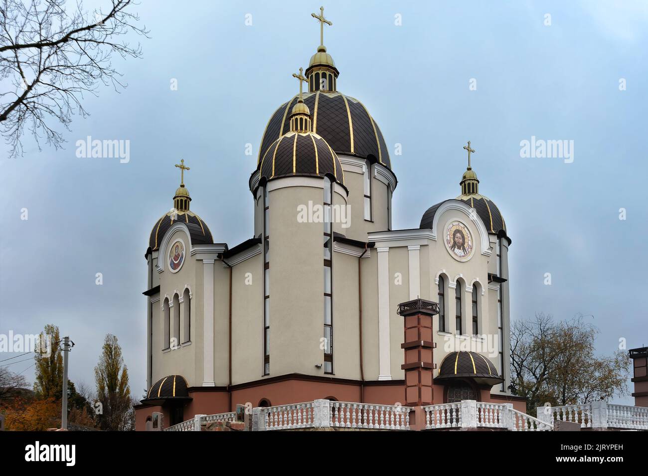 Evening view of  Temple of Volyn Saints in Rivne Ukraine Stock Photo
