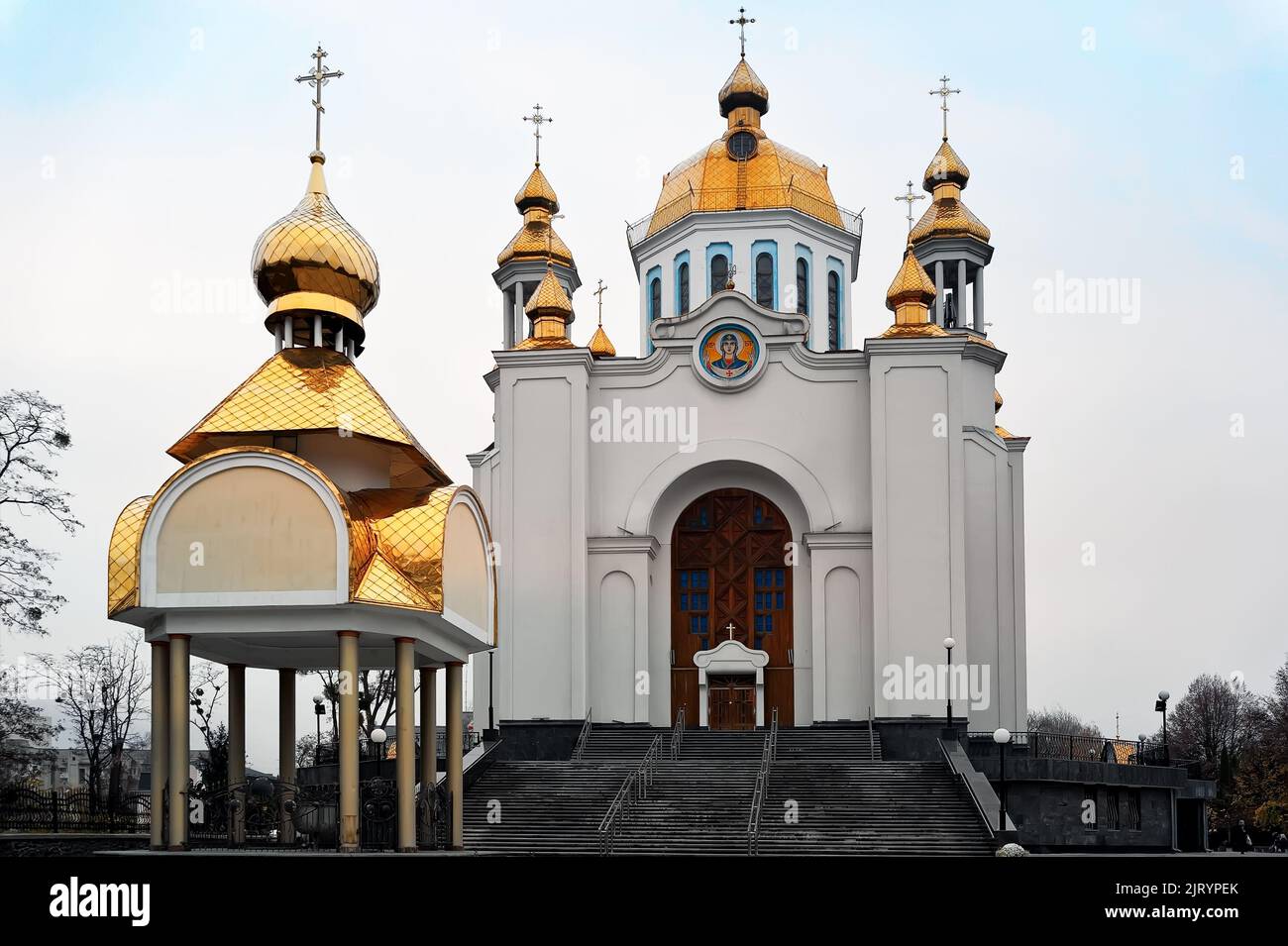 Cathedral of the Intercession at evening in Rivne Ukraine Stock Photo