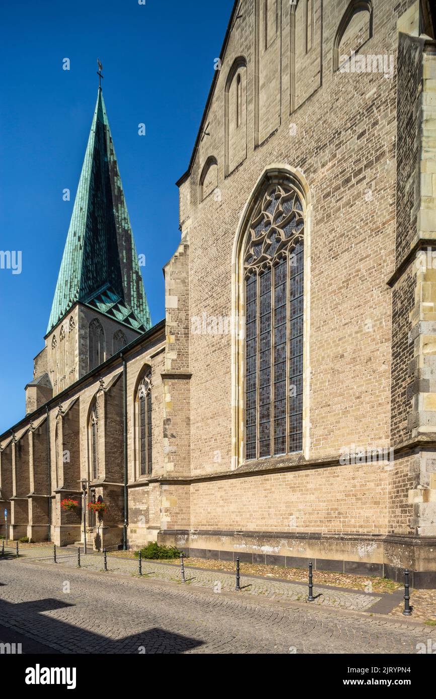Germany, Bocholt, Lower Rhine, Westmuensterland, Muensterland, Westphalia, North Rhine-Westphalia, NRW, Catholic Saint George Church, parish church, Gothic, church tower Stock Photo