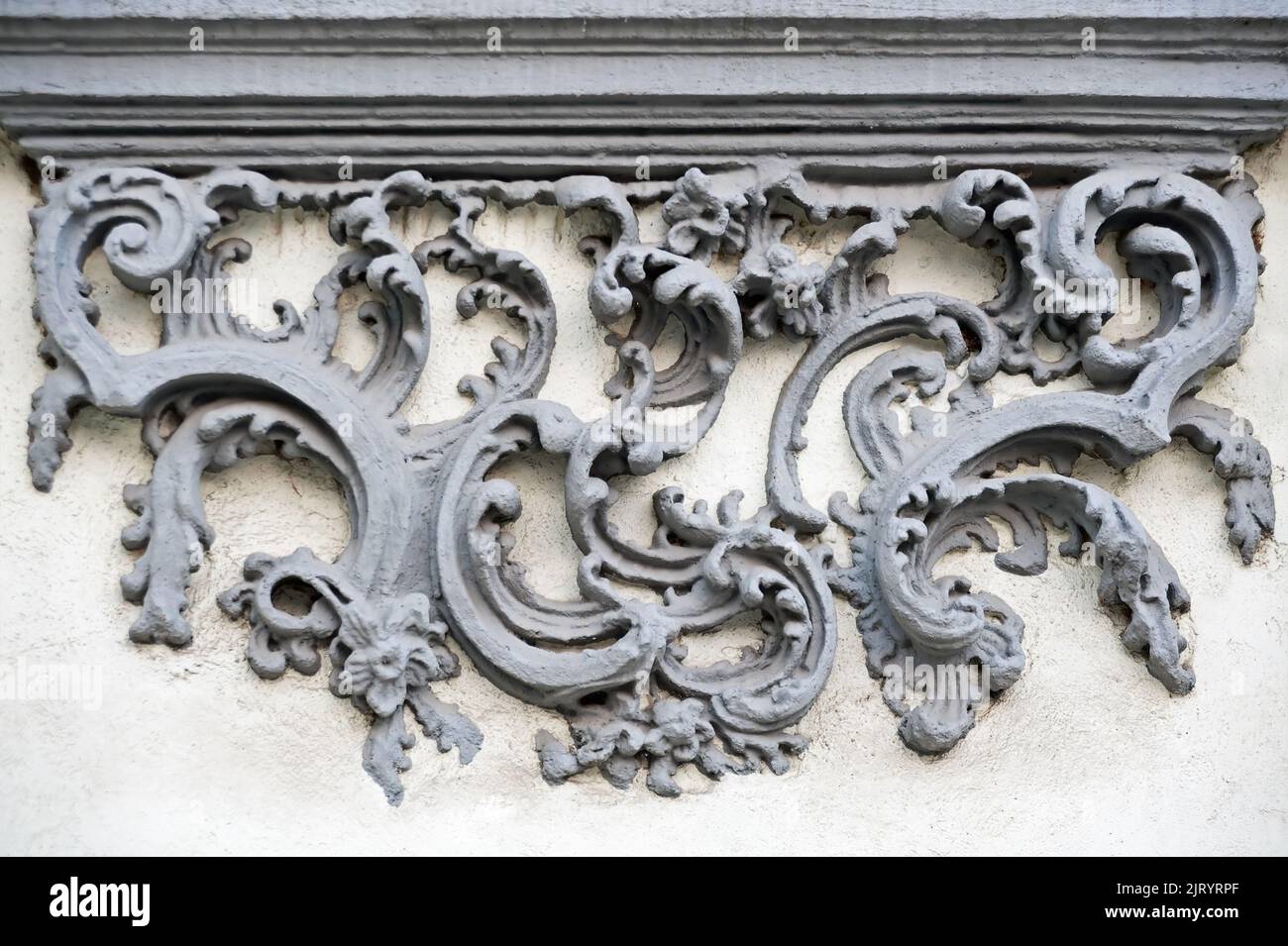 Gray stucco wall decoration on wall Stock Photo