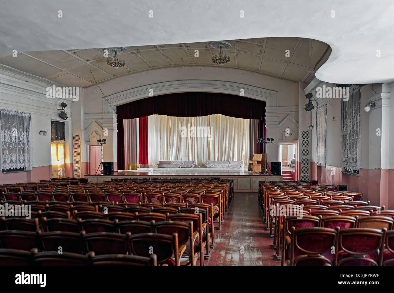 Assembly hall of Palace of Culture made in Vyshnivets Palace, located in Vyshnivets, Ukraine Stock Photo