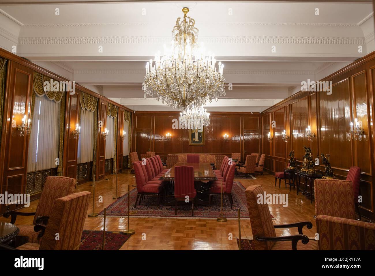 ANKARA, TURKIYE - JUNE 04, 2022: Meeting Room in Turkiye Is Bankasi Economic Independence Museum where was built in 1929 as the headquarters of Turkiy Stock Photo