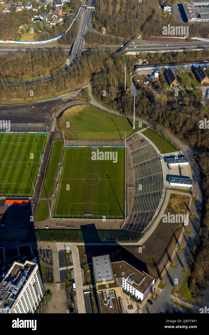 Aerial view, Parkstadion Gelsenkirchen in Erle district of Gelsenkirchen, Ruhr area, North Rhine-Westphalia, Germany, Arena, DE, Europe, FC Schalke 04 Stock Photo