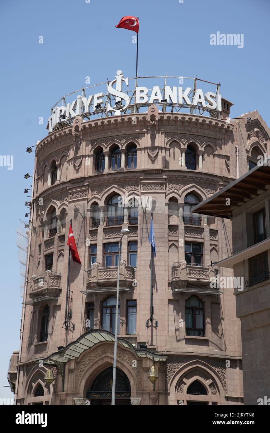 ANKARA, TURKIYE - JUNE 04, 2022: Turkiye Is Bankasi Economic Independence Museum where was built in 1929 as the headquarters of Turkiye Is Bankasi con Stock Photo