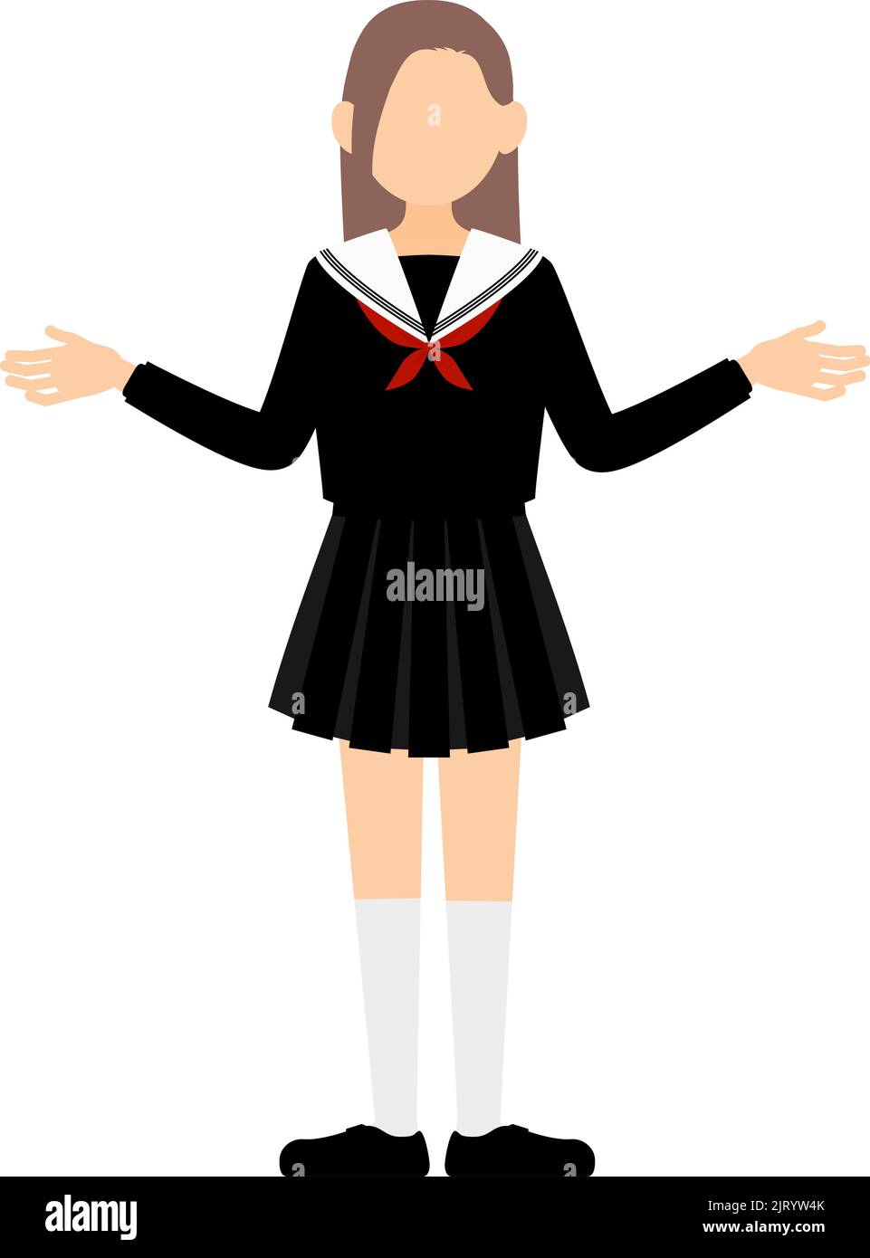 Girl wearing school sailor uniform, Gestures with outstretched arms Stock Vector