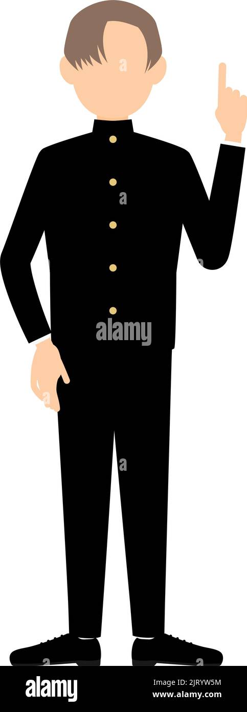 Boy wearing school uniform, Strike a pose of guts Stock Vector