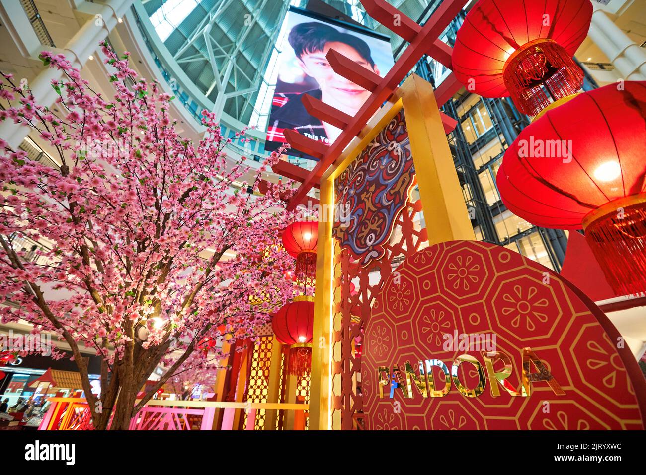 KUALA LUMPUR, MALAYSIA - CIRCA JANUARY, 2020: Chinese New Year decorations as seen at Suria KLCC shopping mall in Kuala Lumpur. Stock Photo