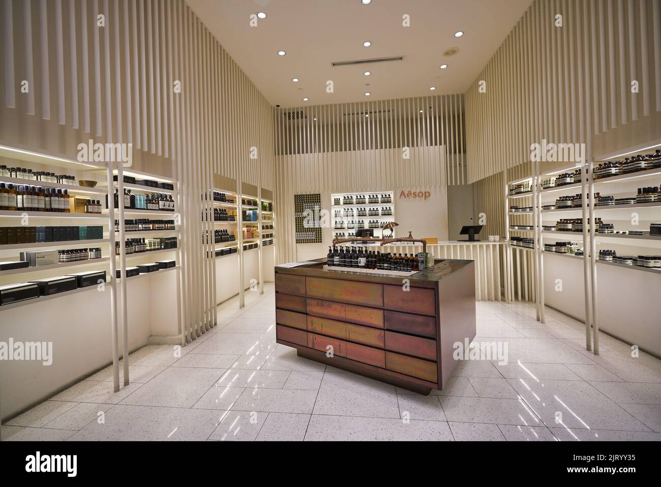 KUALA LUMPUR, MALAYSIA CIRCA JANUARY, 2020 interior shot of Aesop store at Suria KLCC