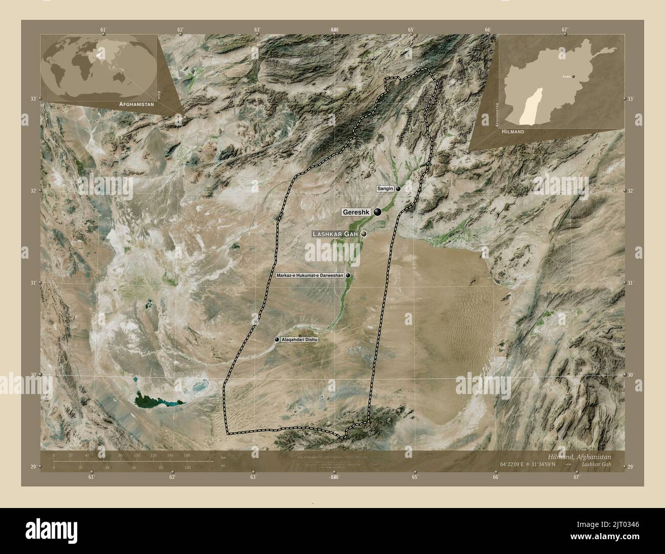 Helmand Map Hilmand, province of Afghanistan. High resolution satellite map ...