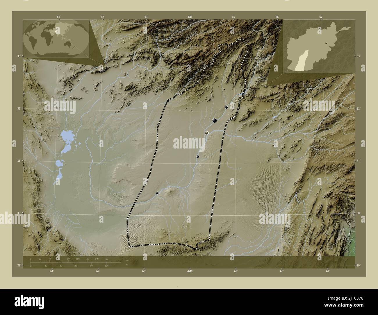 Hilmand, province of Afghanistan. Elevation map colored in wiki style ...
