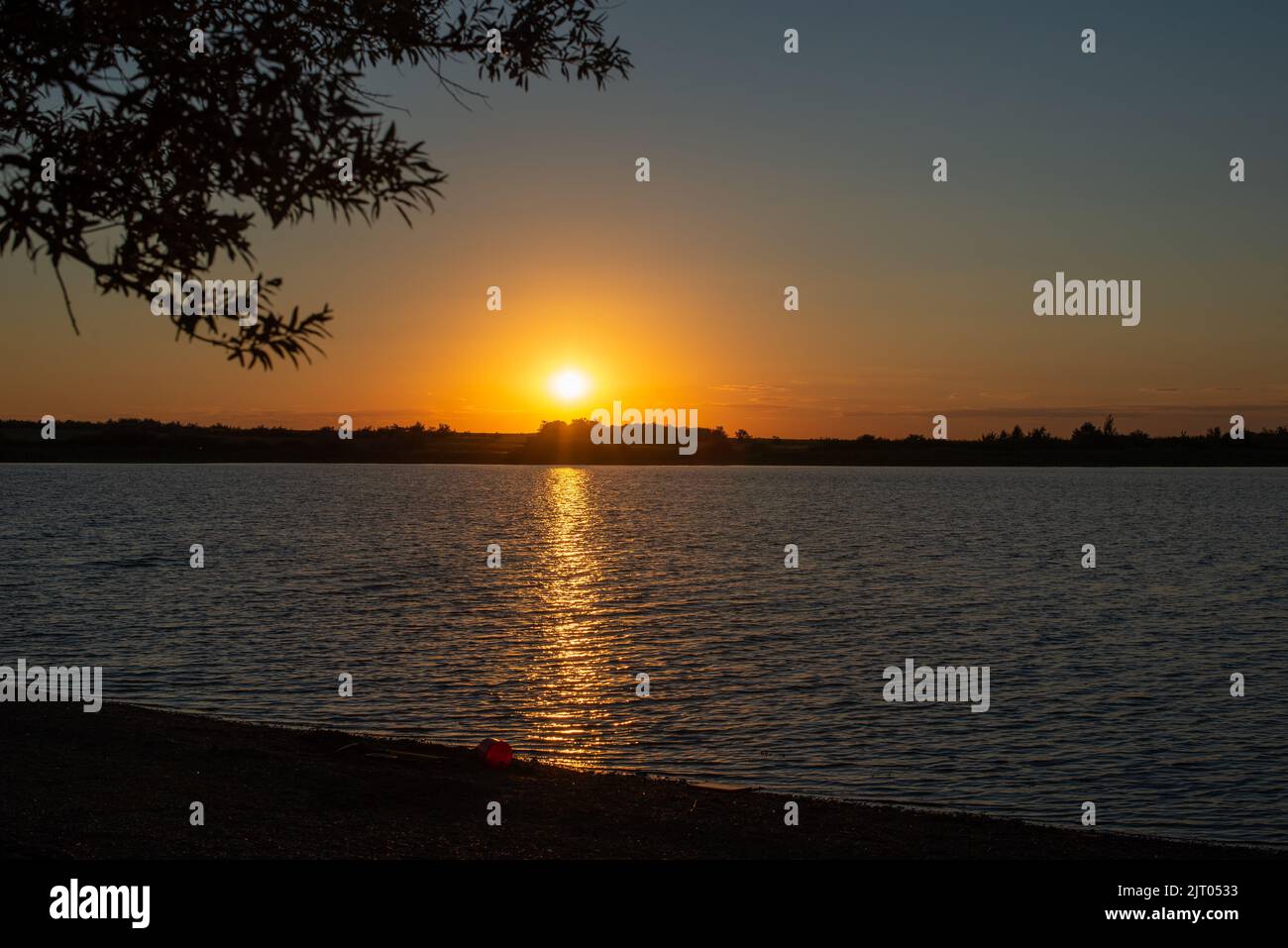 beautiful sunset on the river in summer in Kazakhstan Stock Photo - Alamy