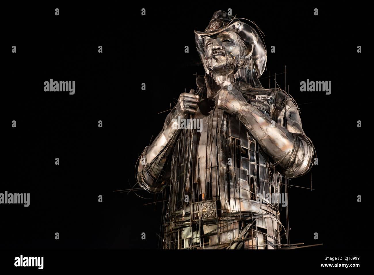The statue in memory of Ian 'Lemmy' Kilmister of Motörhead unveiled in 2022 at the Hellfest Open Air festival Stock Photo