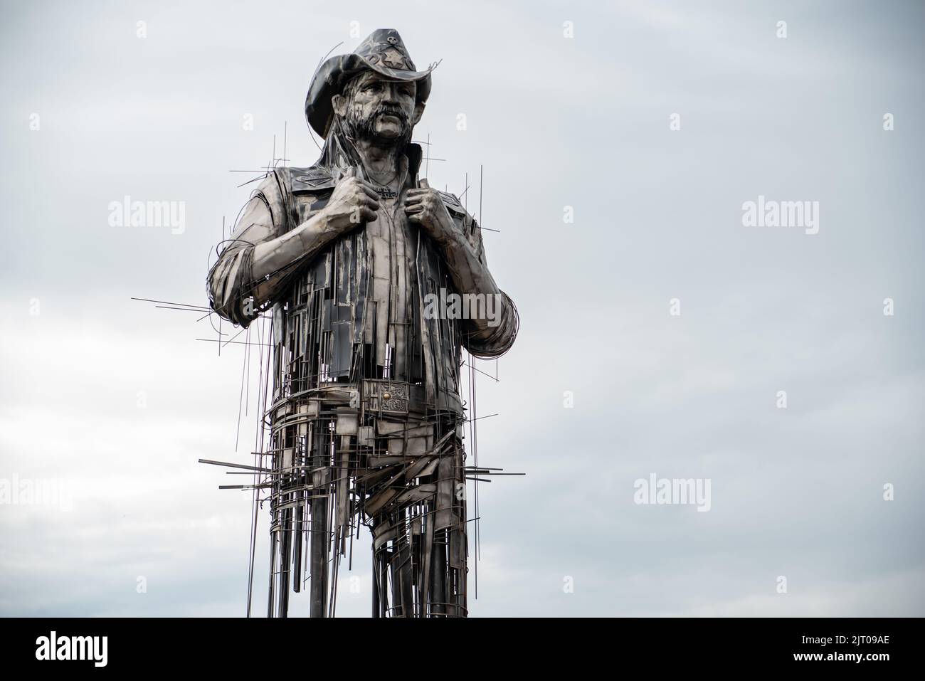 The statue in memory of Ian 'Lemmy' Kilmister of Motörhead unveiled in 2022 at the Hellfest Open Air festival Stock Photo