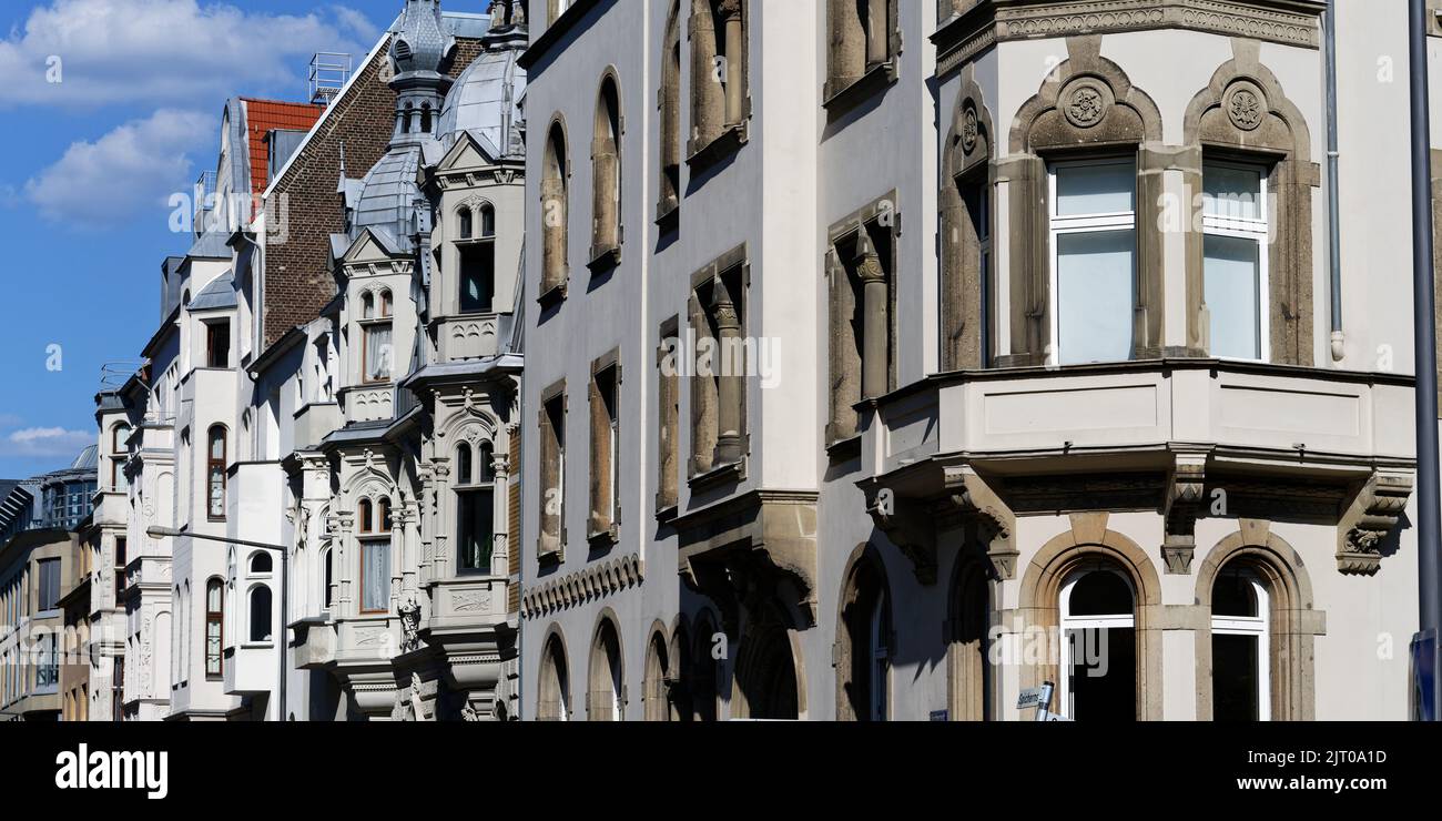 representative residential buildings in art nouveau style in cologne's belgian quarter Stock Photo