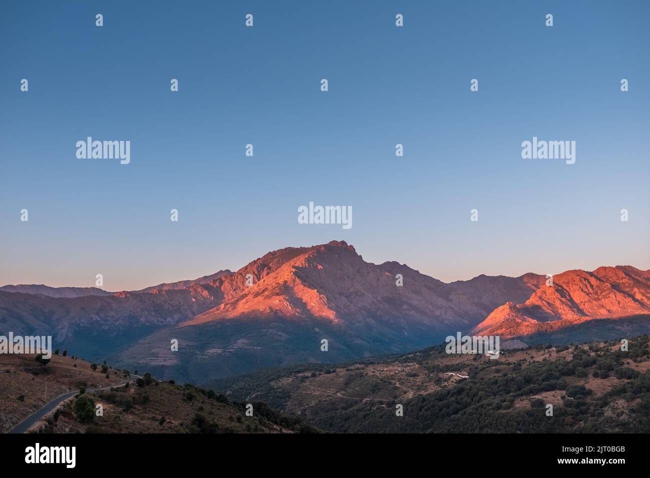 Morning sunlight on the 2389 metre high mountain peak of Monte Padro in