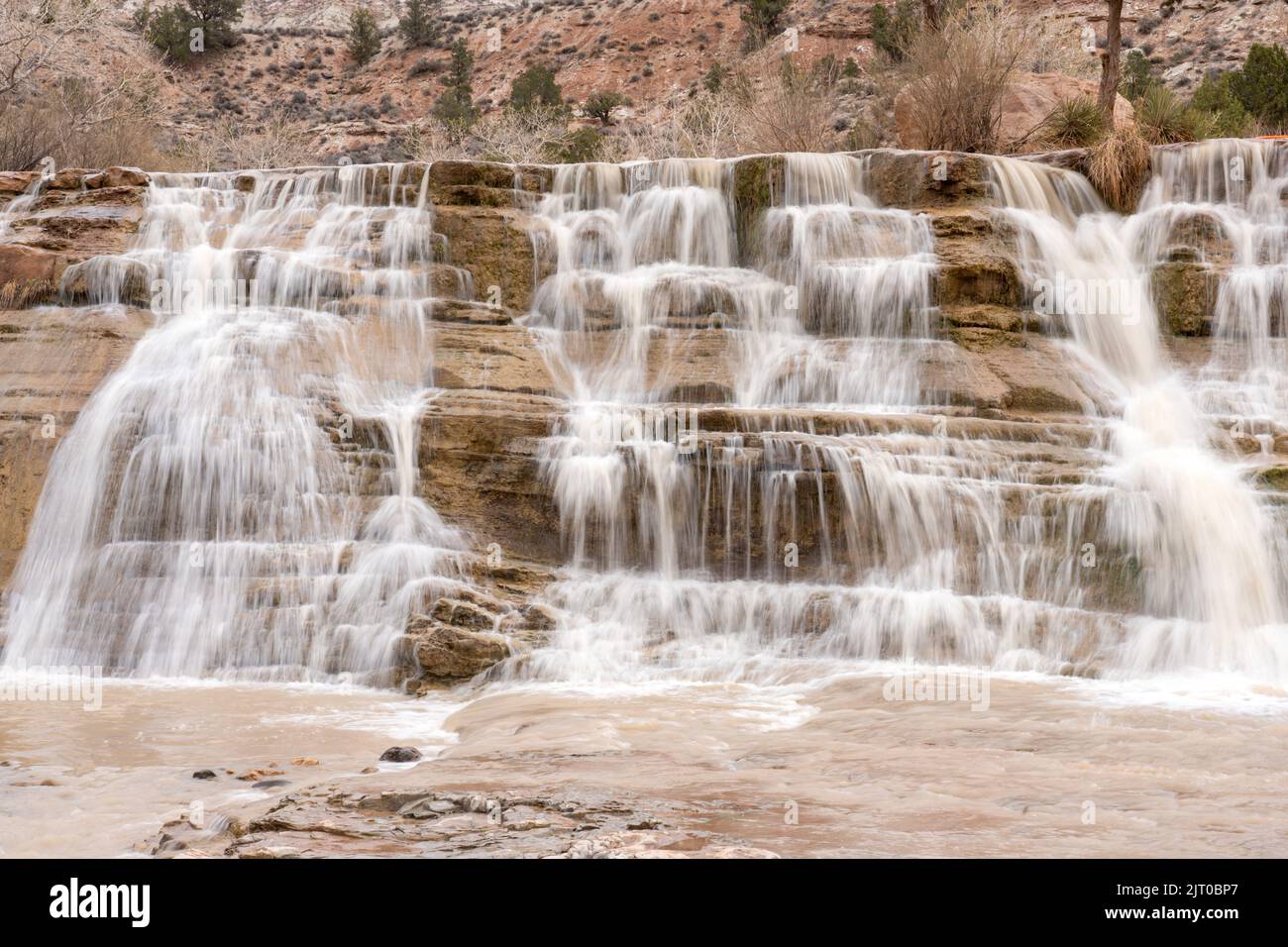 Toquerville Falls is a small waterfall on La Verkin Creek in the desert