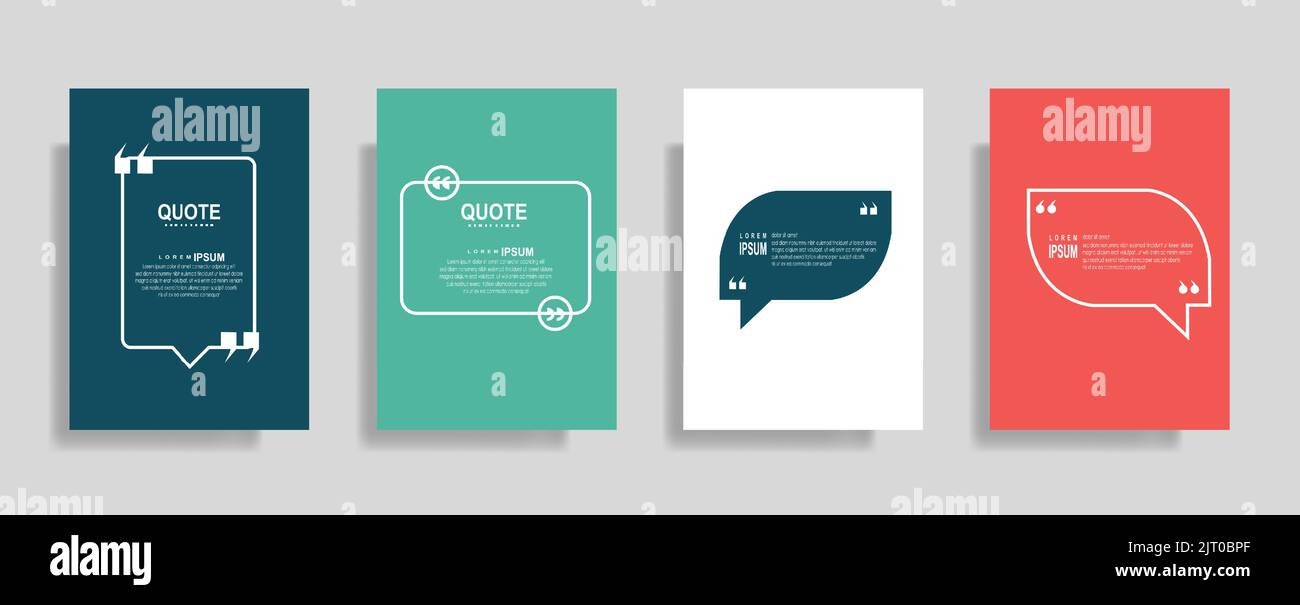 A colorful Quote speech box design templates set and Quotation text in ...