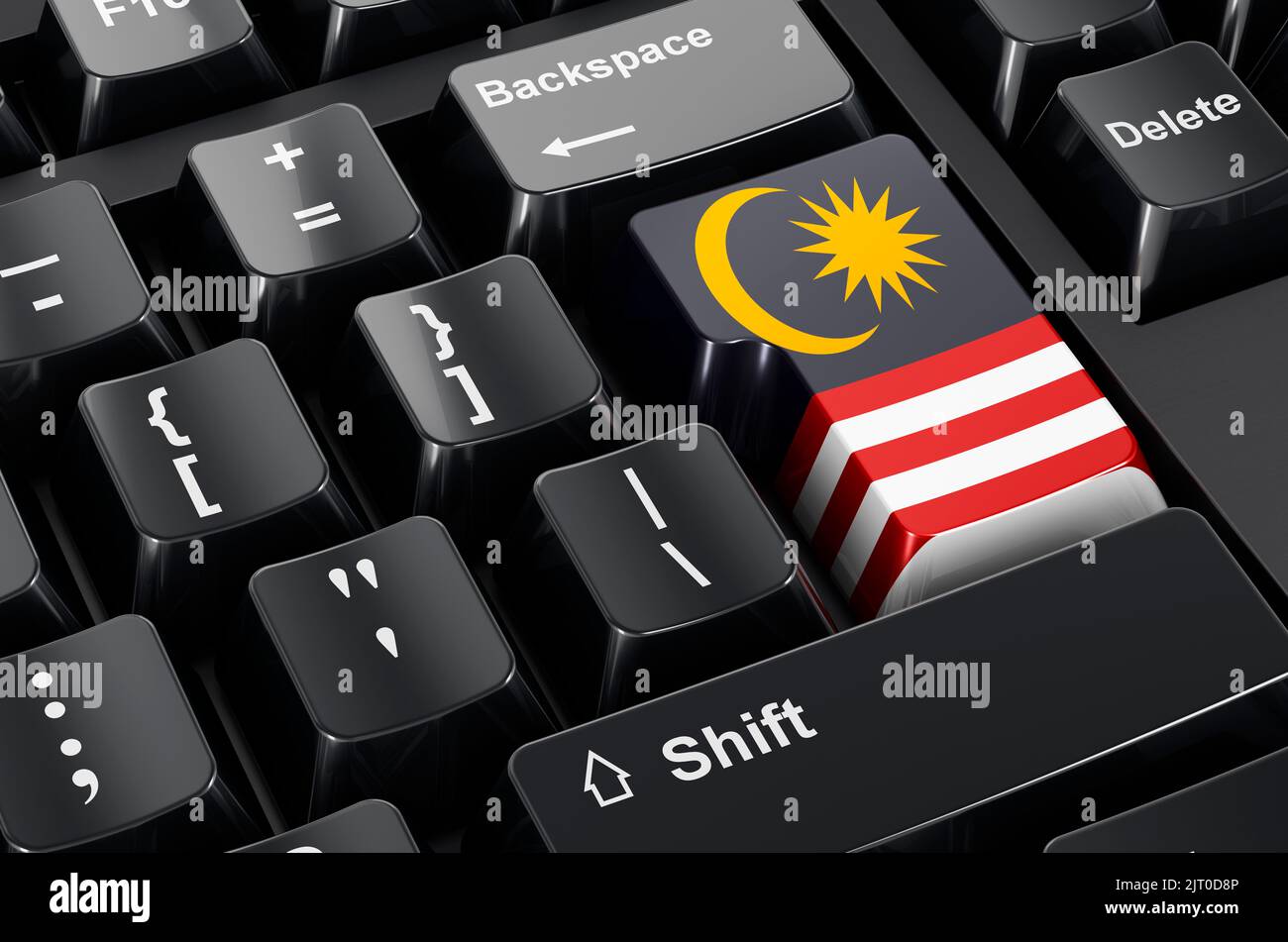 Malaysian flag painted on computer keyboard. Online business, education