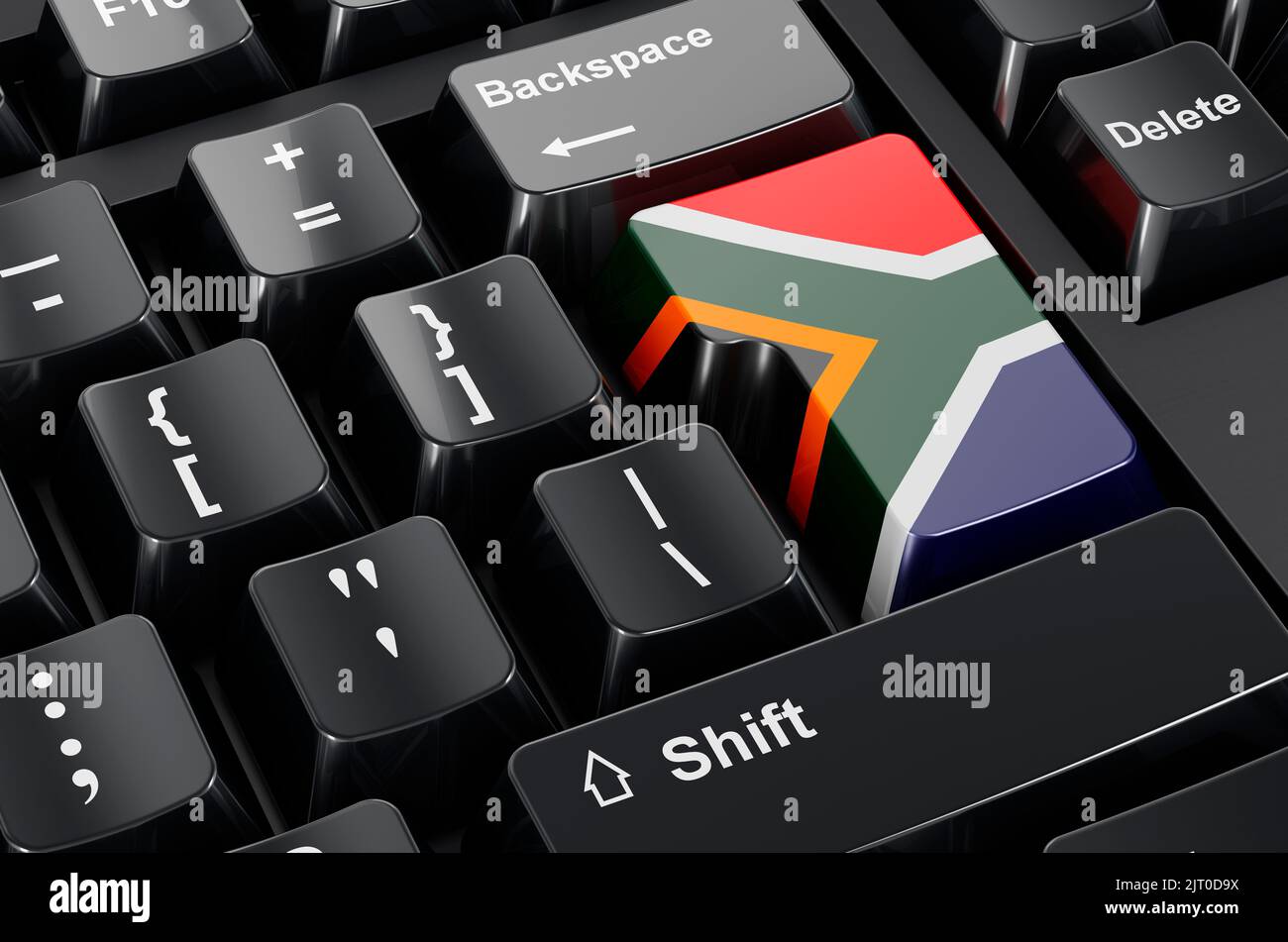 South African flag painted on computer keyboard. Online business