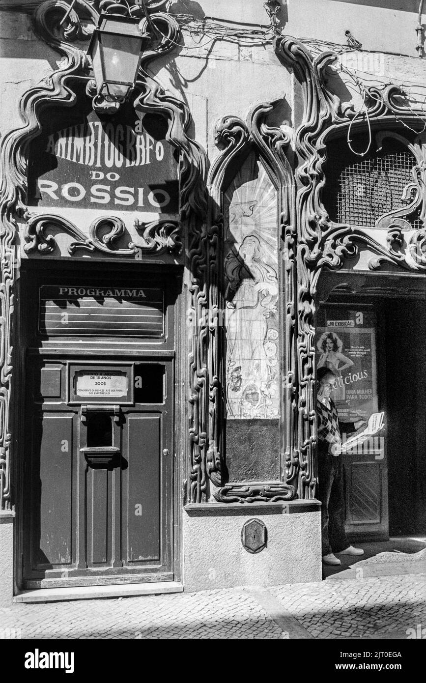 Portugal - LISBON - 1980's. The Animatógrafo do Rossio, One of the oldest cinemas in Lisbon, retaining its original Art nouveau facade. It was opened Stock Photo