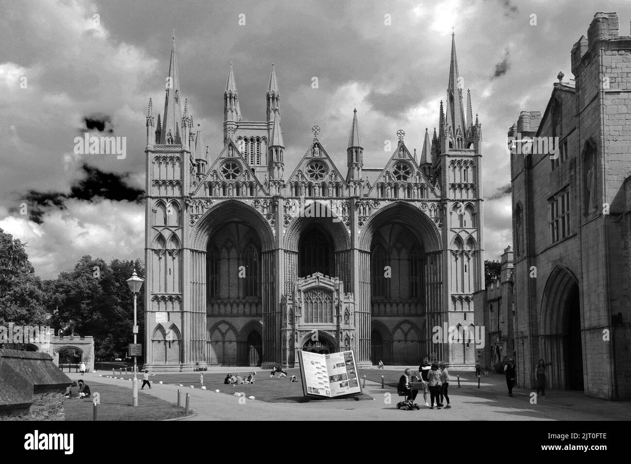 The West front facade of Peterborough City Cathedral, Cambridgeshire ...