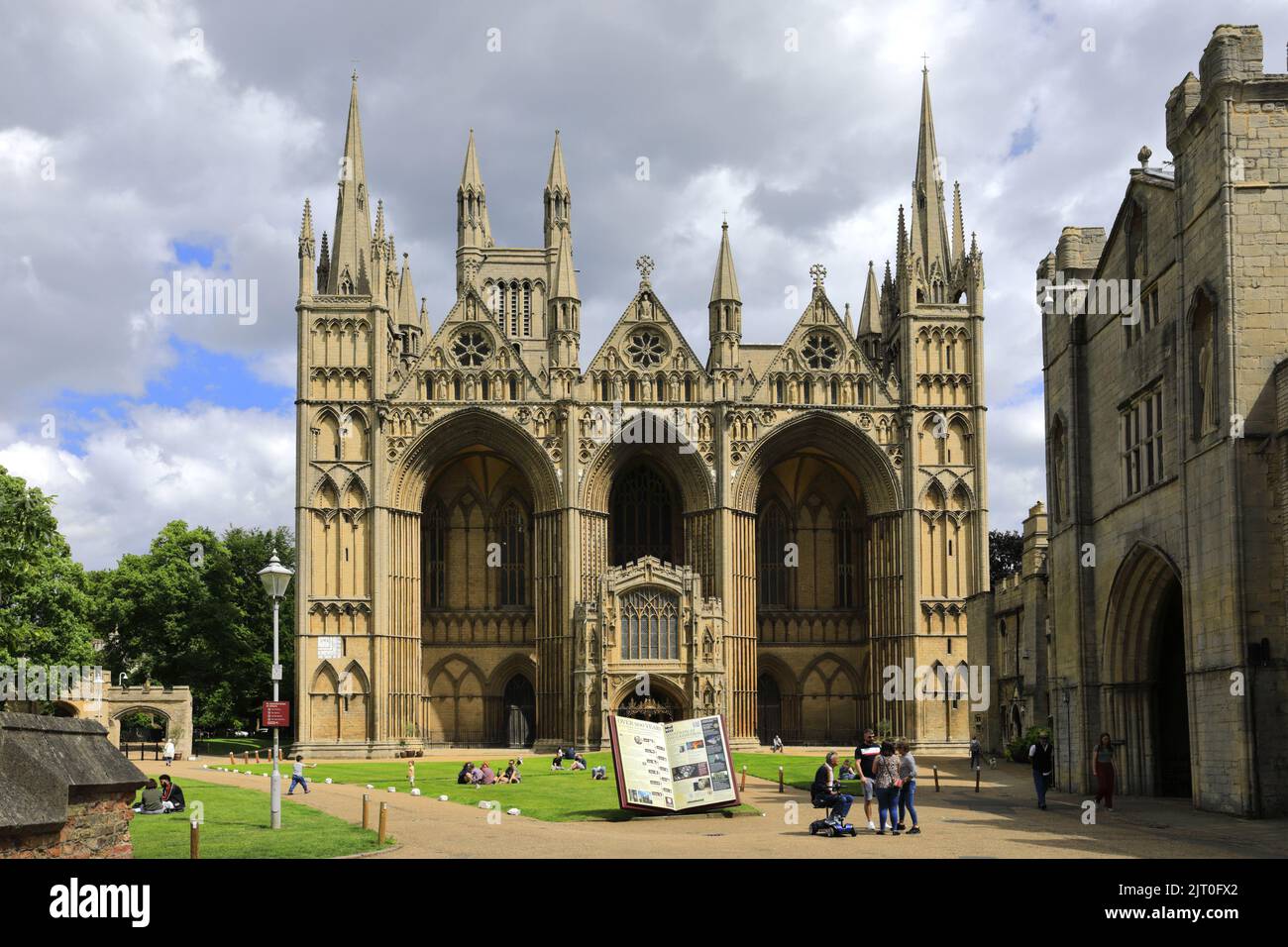 The West front facade of Peterborough City Cathedral, Cambridgeshire ...