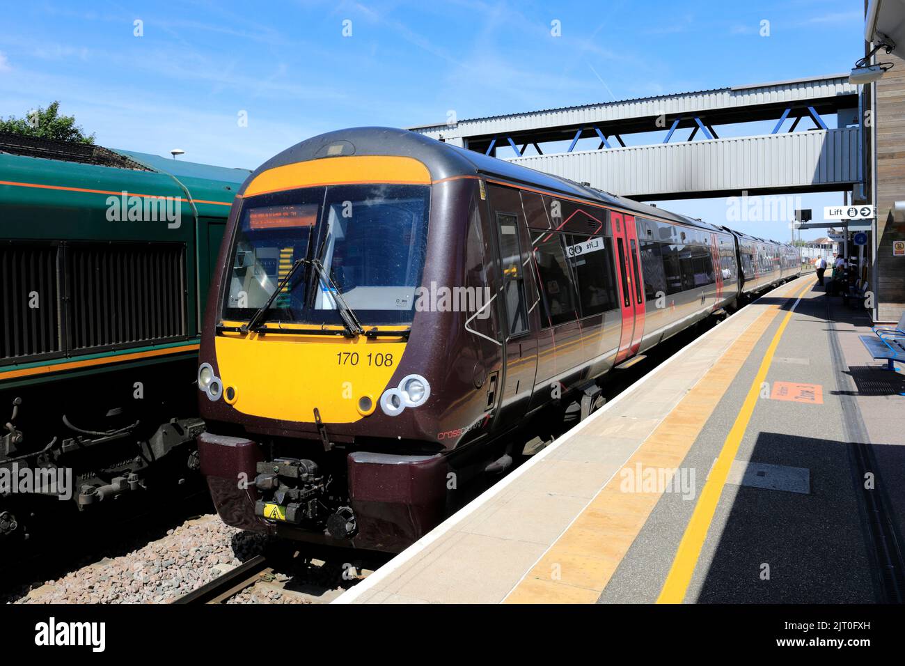 C2C 170108 at Peterborough railway station, East Coast Main Line