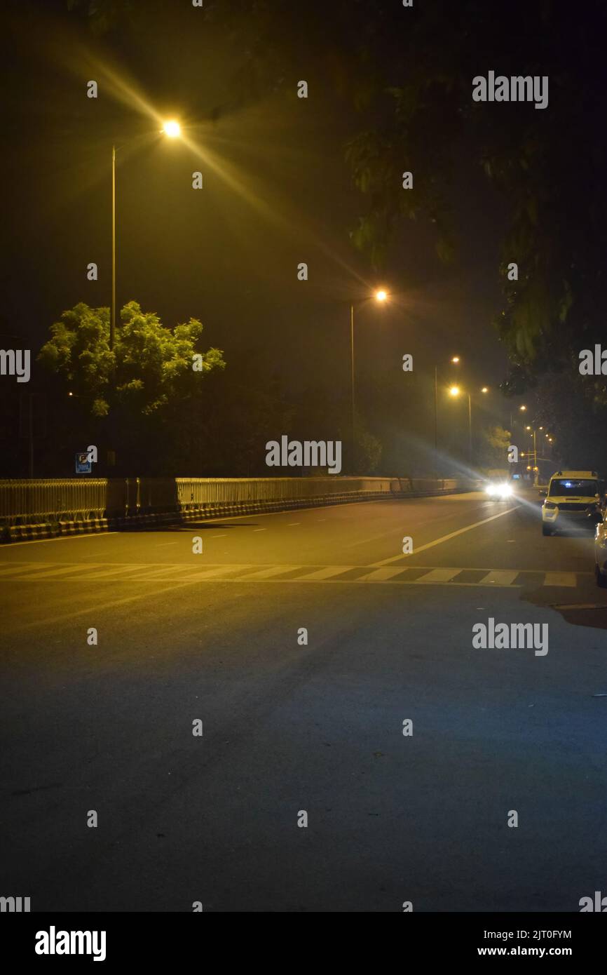 Night view of An empty street in New delhi , India Stock Photo Alamy