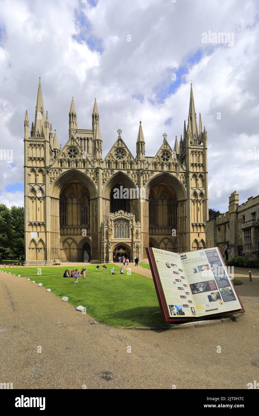 The West front facade of Peterborough City Cathedral, Cambridgeshire ...