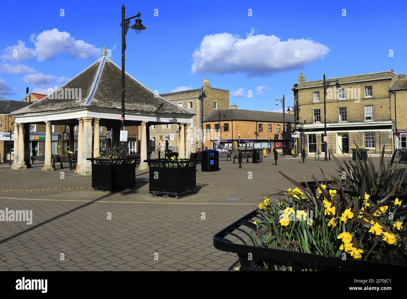 The market square and the Buttercross, Whittlesey town, Cambridgeshire