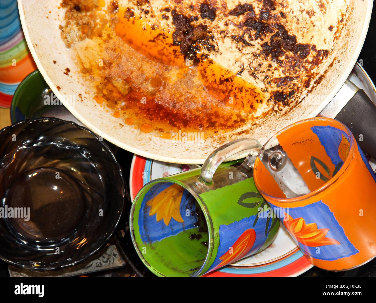 Dirty dishes in the sink, in the kitchen Stock Photo Alamy